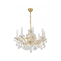 Luminaire Center Chandelier en cristal MARIA LOUISE Or 24 Carats 8 ampoules