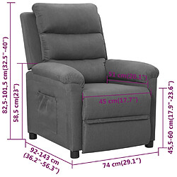 vidaXL Fauteuil inclinable Gris clair Tissu pas cher