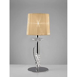 Luminaire Center Lampe de Table Tiffany 1+1 Ampoule E14+G9, chrome poli avec Abat jour bronze & cristal transaparent