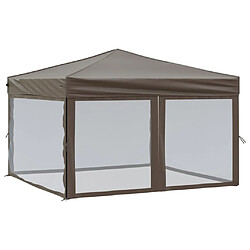 vidaXL Tente de réception pliable avec parois Taupe 3x3 m