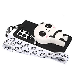 Coque en silicone motif animal de dessin animé avec lanière Blanc/panda pour votre Samsung Galaxy S22 Ultra 5G