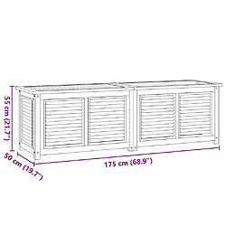 vidaXL Boîte de rangement jardin et sac 175x50x53 cm bois massif teck pas cher