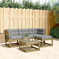 vidaXL Salon de jardin 4 pcs avec coussins bois de pin imprégné