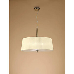 Luminaire Center Suspension Loewe Single 3 Ampoules E14, laiton antique avec Abat jour crème