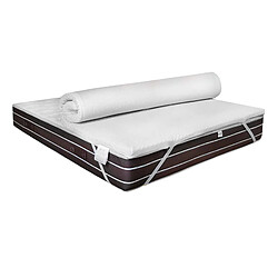 Alter Set Topper et 1 oreiller en Memory Foam, revêtement en tissu anti-acarien, hypoallergénique et antibactérien, 100% Made in Italy, 120x190h5 cm