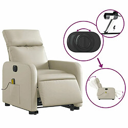 Maison Chic Fauteuil Relax pour salon, Fauteuil inclinable de massage électrique crème similicuir -GKD79146 pas cher