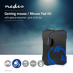 Avis NEDIS Souris Filaire 2400 dpi réglable 6 BOUTONS + Tapis de souris lisse avec base anti-dérapante