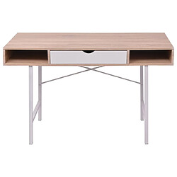 Maison Chic Bureau solide,Table de travail,Bureau d'ordinateur avec 1 compartiment Chêne et blanc -GKD91735