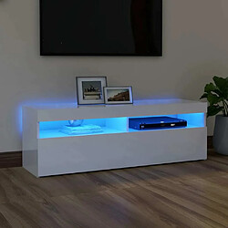 Maison Chic Meubles TV avec lumières LED - Banc TV pour salon blanc brillant 120x35x40 cm -MN91997