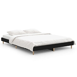 Maison Chic Lit adulte - Lit simple Cadre de lit,Structure du lit Contemporain noir 140x190 cm bois d'ingénierie -MN58212