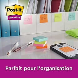 Notes couleurs Soulful Super Sticky Post-it 76 x 76 mm - bloc de 90 feuilles - Lot de 12 pas cher