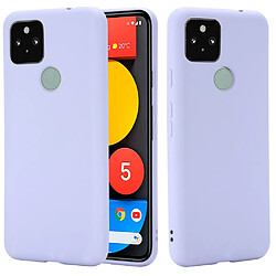 Coque en silicone Liquide de couleur unie bien protégé avec sangle violet pour votre Google Pixel 5a 5G