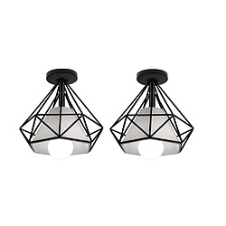 Stoex 2PCS Plafonnier en Forme de Diamant Lustre Moderne Créatif Simple Ø20CM Pour Café Restaurant Salle À Manger Bar (Noir) 