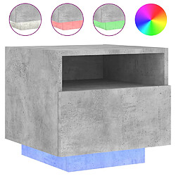 vidaXL Table de chevet avec lumières LED gris béton 40x39x37 cm