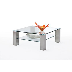 Table basse plateau en verre - L90 x H90 x P40 cm -PEGANE-