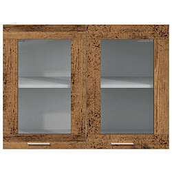 Avis vidaXL Armoire verre suspendue vieux bois 80x31x60cm bois ingénierie