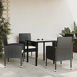 vidaXL Ensemble à manger de jardin 5 pcs noir résine tressée et acier