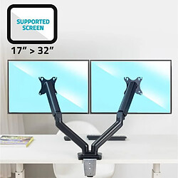 Advance SUPPORT DOUBLE ECRAN PC Standards incurvés Support de Moniteur de bureau 2 écrans 17-32 " 75x75 / 100x100 Mouvement Intégral