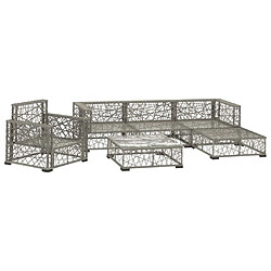 Avis Maison Chic Salon de jardin 6 pcs + coussins - Mobilier/Meubles de jardin - Table et chaises d'extérieur Résine tressée Gris -MN78817