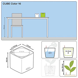 LECHUZA Jardinière de table CUBE Color 16 ALL-IN-ONE Blanc