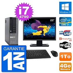 PC Dell 9020 SFF Ecran 22" Intel i7-4790 RAM 4Go Disque 1To Windows 10 Wifi - Occasion