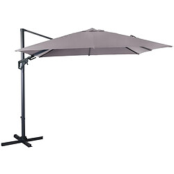 Proloisirs Parasol déporté orientable 360° inclinable gauche droite 3 x 3 m Orient Taupe.