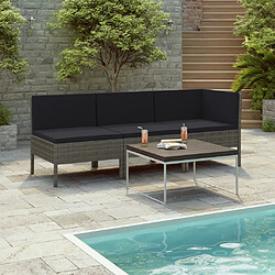 Maison Chic Salon de jardin 3 pcs + coussins - Mobilier/Meubles de jardin - Table et chaises d'extérieur Résine tressée Gris -MN47356