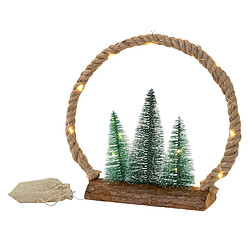 Ecd Germany LED Couronne de jute avec sapins décoration lumineuse de Noël minuterie 30 LEDs