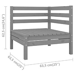 Acheter vidaXL Canapé d'angle de jardin gris bois de pin massif