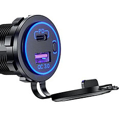 Acheter Adaptateur De Chargeur De Voiture USB C Chargeur PD Avec LED Pour Câble Bleu De Moto