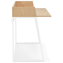 Avis Alterego Bureau droit design 'SALMON' en bois finition naturelle et métal blanc