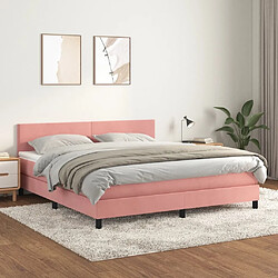 Maison Chic Lit Adulte - Lit simple Lit à sommier tapissier avec matelas moelleux - Meuble de Chambre - Rose 160x200 cm Velours -MN84749