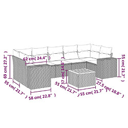 Avis vidaXL Salon de jardin avec coussins 8 pcs beige résine tressée