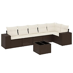 vidaXL Salon de jardin avec coussins 7 pcs marron résine tressée