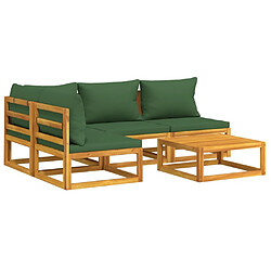 Avis Maison Chic Salon de jardin 5 pcs + coussins - Mobilier/Meubles de jardin - Table et chaises d'extérieur vert bois massif -MN51381