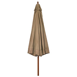 Helloshop26 Parasol mobilier de jardin avec mât en bois 330 cm taupe 02_0008123