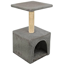 Avis Helloshop26 Arbre à chat griffoir grattoir niche jouet animaux peluché en sisal 55 cm gris 3702078