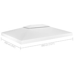 vidaXL Toile de toit de belvédère 2 niveaux 310 g/m² 4x3 m Blanc pas cher