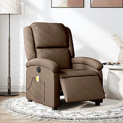 vidaXL Fauteuil inclinable de massage électrique marron tissu