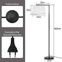 Avis NETTLIFE Lampadaire E27 lampe sur Pied interrupteur pied 166cm abat-jour tissu design max. 40W - sans ampoule