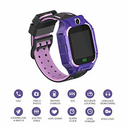 Enfants Montre Intelligente Téléphone Enfants Gps Tracker Sos Écran D'Alarme Anti-Perte Réveil Numérique Montre Violet