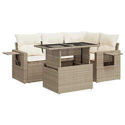 vidaXL Salon de jardin avec coussins 5 pcs beige résine tressée