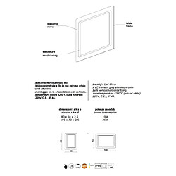 Kiamami Valentina MIROIR 100x70 DE SALLE DE BAIN RÉTROÉCLAIRÉ AVEC LED RÉVERSIBLE pas cher