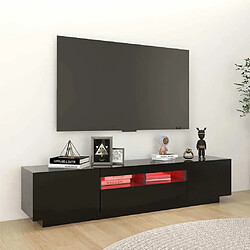 Maison Chic Meubles TV avec lumières LED - Banc TV pour salon Noir 180x35x40 cm -MN42872 pas cher