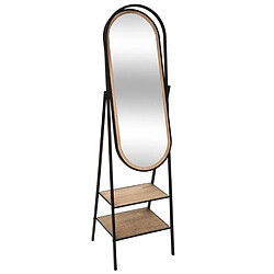 Pegane Miroir sur pied en bois et métal coloris naturel et noir - Longueur 44,5 x Profondeur 36 x Hauteur 160 cm