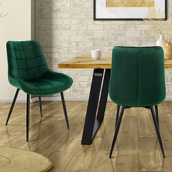 ML-Design Lot de 2 chaises de salle à manger Chaises de salon Chaise rembourrée en velours Vert foncé