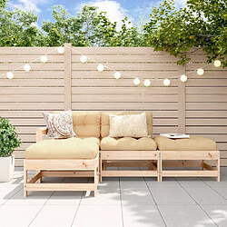 vidaXL Salon de jardin 4 pcs avec coussins bois massif