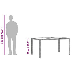 vidaXL Table de jardin avec dessus en verre beige résine tressée pas cher