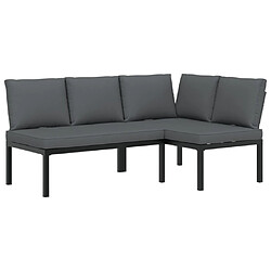 vidaXL Salon de jardin 2 pcs avec coussins noir aluminium