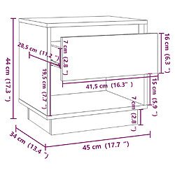 vidaXL Table de chevet Chêne fumé 45x34x44 cm Bois d'ingénierie pas cher